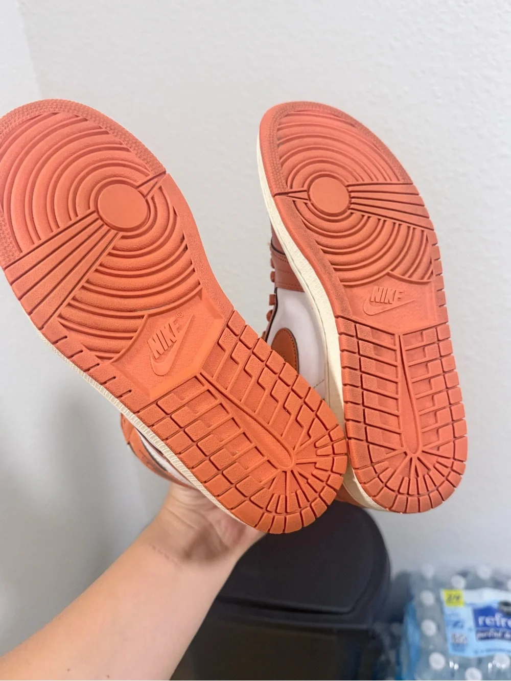 Jordan High-Top Sneakers in Orange, White, and Brown